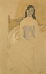 Self Portrait, Naked, Sitting on a Bed